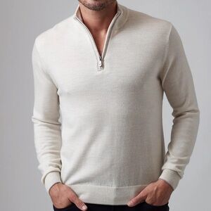 Raffi Men's 100% Cashmere long sleeve 1/4 Zip-Up Sweater EUC mock neck